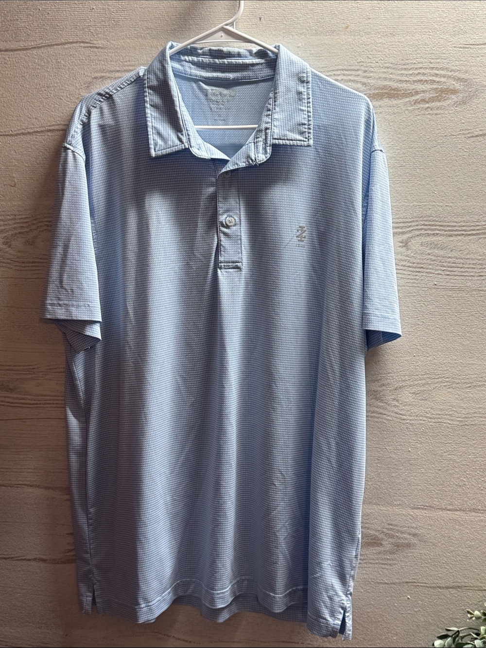 Izod gold baby blue and white check short sleeve polo size XL